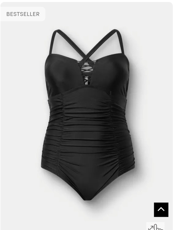 torrid Other - Women’s Black Ruched One-Piece Swimsuit with Crisscross Detail Torrid Size 2